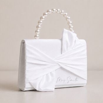 Personalised White Pearl Bow Bag, 2 of 3