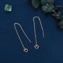 Tiny Open Heart Threader Earrings In Sterling Silver, thumbnail 6 of 12