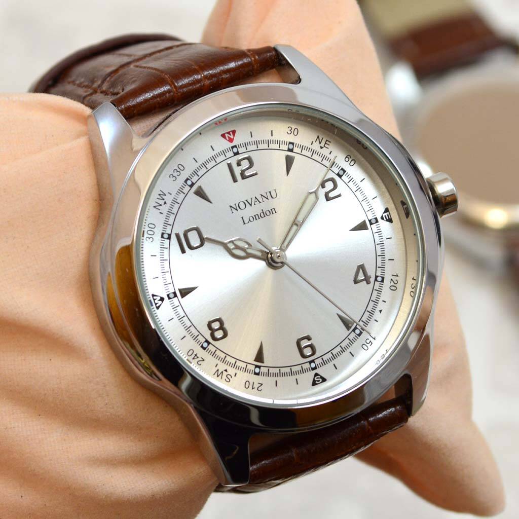 Engraved Men s Brown Leather Wrist Watch By GiftsOnline4U 