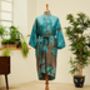 Handmade Blue Japanese Silk Blend Kimono Robe, thumbnail 4 of 6