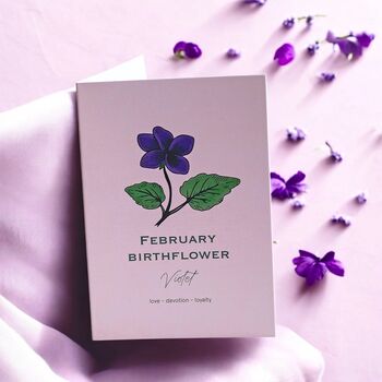 February Birth Flower Violet Greeting Card, 2 of 2