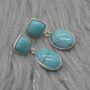 Turquoise Earrings: Silver, December Birthstone, thumbnail 4 of 7