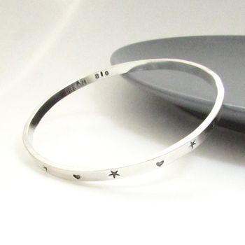 Sterling Silver Hearts And Stars Bangle, 2 of 2