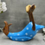 Handcrafted Wooden Drunken Duck Wine Bottle Rack Holder Blue White, thumbnail 3 of 12