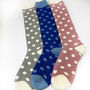 Personalised Christmas Spotty Polka Dot Welly Socks With Gold Foil Label, thumbnail 6 of 9
