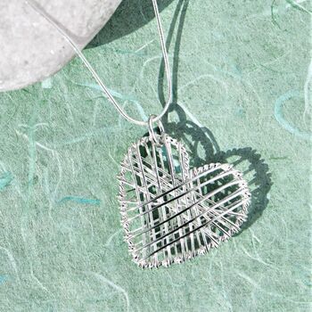 Sterling Silver Interwoven Heart Necklace, 2 of 5