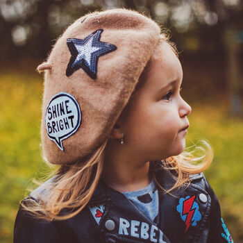 Kids Personalised French Style Beret Hat With Patches, 3 of 12