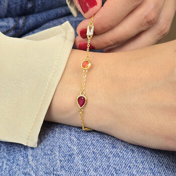 Geometric Multicolour Gemstone Gold Plated Bracelet, 3 of 4