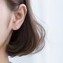 Sterling Silver Cat And Crescent Moon Crystal Stud Earrings, thumbnail 2 of 5