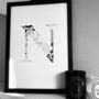 'Letter N' Linear Illustration Print, thumbnail 1 of 7