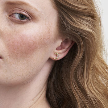 Gold Nightshade Moon Stud Earrings, 2 of 7