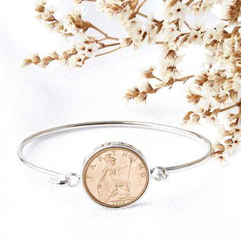 Farthing Year Coin Bangle Bracelet 1920 To 1956, 2 of 9