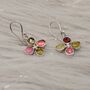 Mixed Pink Green Tourmaline Sterling Silver Earrings, thumbnail 2 of 8