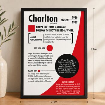 Personalised 90th Birthday Gift Birth Year Print For Football Fans, 4 of 11