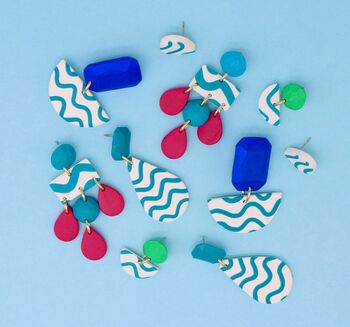 Turquoise Blue Wave Suja Dangle Earrings, 2 of 3