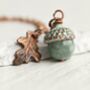 Verdigris Teal Gemstone Acorn Necklace, thumbnail 5 of 12