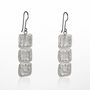 Textured Three Square Sterling Silver Drop Earrings, thumbnail 2 of 4