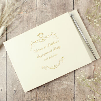 Personalised Gold Ornate Swirl Guest Book, 5 of 5