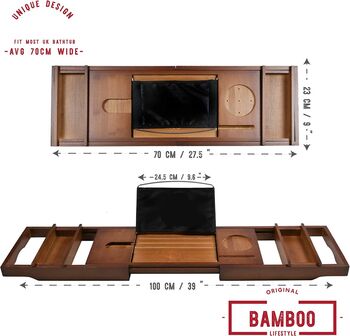 Wood Home Spa Bathtub Caddy Bath Tray, 3 of 8