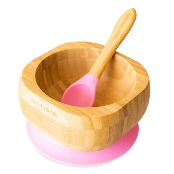 Bamboo Bowl And Spoon Set Pink, 2 of 7