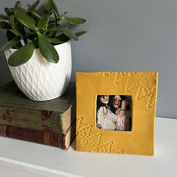 Mustard Lace Ceramic Wall Photo Frame, 2 of 6