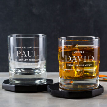 Personalised Engraved Whiskey Glass Coworker Retirement Gift, 3 of 5