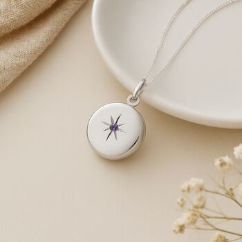 Personalised Sterling Silver June Birthstone Locket – Alexandrite, 5 of 8