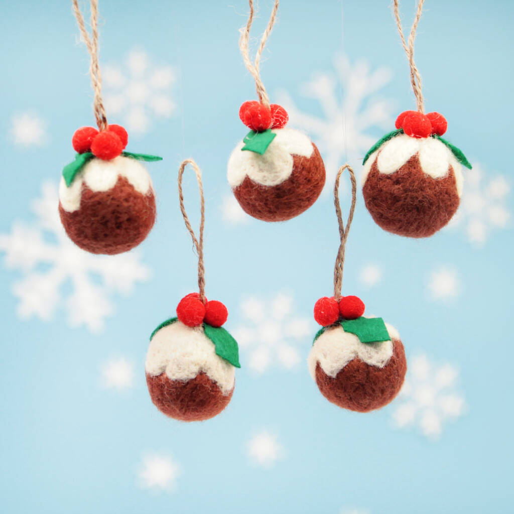 5x Felt Christmas Pudding Decorations By Postbox Party ...