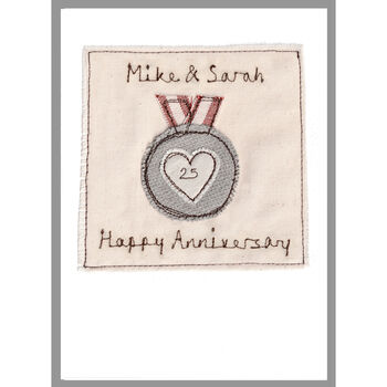 Personalised Silver Medal 25th Anniversary Card, 3 of 12