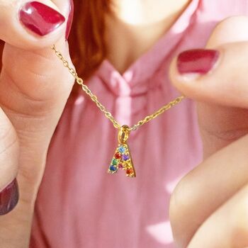 Dainty Rainbow Alphabet Initial Necklace, 4 of 8