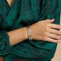 Fluid Green Amethyst And Pearl Silver Bangle, thumbnail 2 of 7