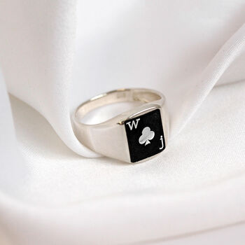 Personalised Sterling Silver Playing Card Signet Ring, 6 of 8