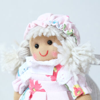 Personalised Mini Pink Floral Rag Doll, 2 of 4
