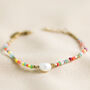 Gold Plated Stainless Steel Rainbow Bead Pearl Bracelet, thumbnail 2 of 6