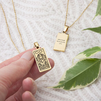 Personalised Strength Tarot Card Necklace, 3 of 6
