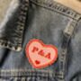 Personalised Pink And Red Valentines Couples Initials Embroidered Heart Iron On Fabric Patch, thumbnail 2 of 6