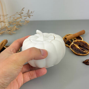 Handmade White Pumpkin Trinket Dish Autumn Decor, 9 of 10