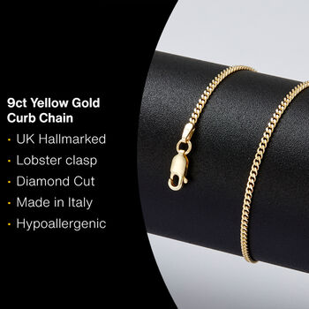 Solid 9ct Yellow Gold Heavy Curb Chain Necklace, 2 of 3