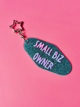 The 'Small Biz Owner' Sparkly Motel Keyring / New Business Congratulations Gift / Fun Shop Owner Gift For Her, 2 of 6