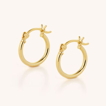 Classic Hoop Earrings 18ct Gold Plated Sterling Silver, 3 of 6
