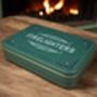 Firelighter And Match Tin Set Cosy Fireside Storage In Sage Green, thumbnail 11 of 12