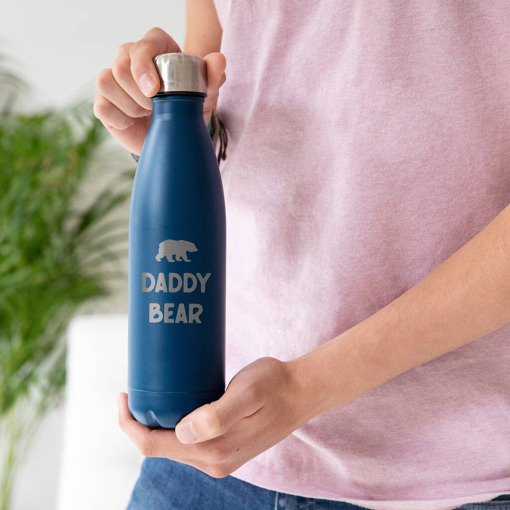Personalised Metal 'Daddy Bear' Thermos Flask For Dad, 1 of 3