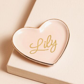 Personalised Small Pink Ceramic Heart Trinket Dish, 3 of 3