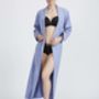 Women's Staffordshire Blue Two Fold Flannel Robe, thumbnail 1 of 4