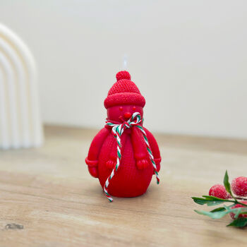 Festive Red Snowman Christmas Candle Decoration, 6 of 6