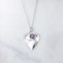 Silver Birthstone Heart Charm Necklace, thumbnail 1 of 8
