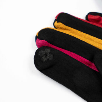 Jet Black Gloves With A Pop Of Colour, 5 of 6