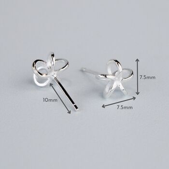 Sterling Silver Wire Flower Stud Earrings, 5 of 6