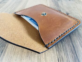 Burnt Tan Personalised Handmade Leather Card Wallet, 2 of 9
