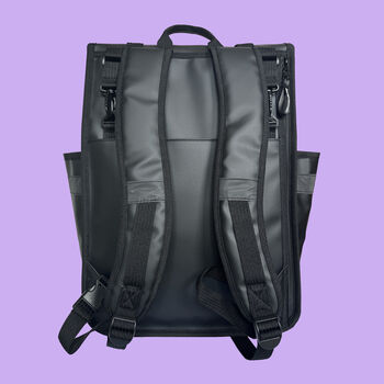 Eco Black Coated Waterproof Rolltop Backpack Pannier, 4 of 5
